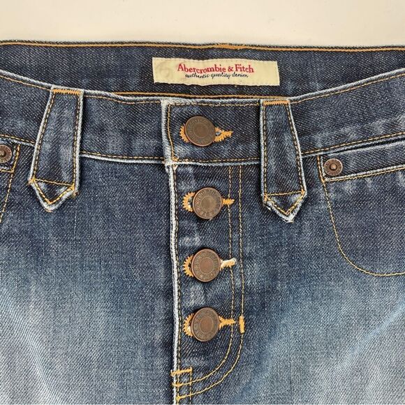 -Abercrombie & Fitch Back Slit Denim Skirt 4 - Picture 3 of 9